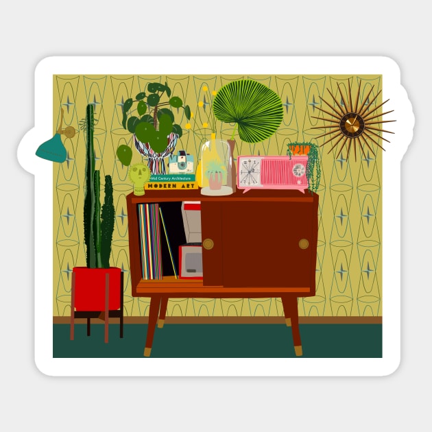 Mid Mod Shelf Vignette Sticker by jenblove